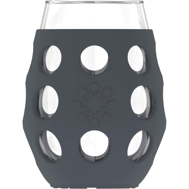 Lifefactory 11-Ounce Indoor/Outdoor Wine Glass with Protective Silicone Sleeve, 4-Pack, Carbon, Dusty purple, Aqua teal, & Cool grey - Image 3